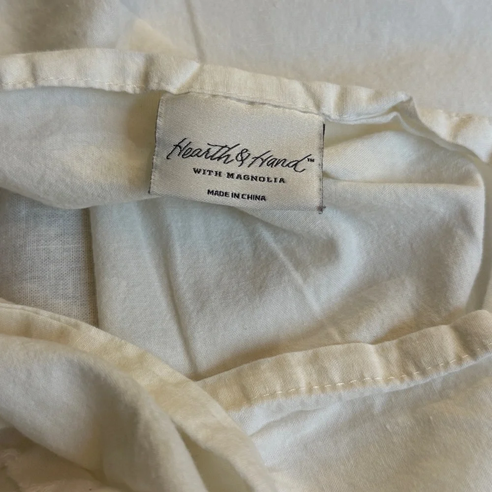 Hearth & Hand White Raw Edge Trim Cotton Pillow Sham Standard Size